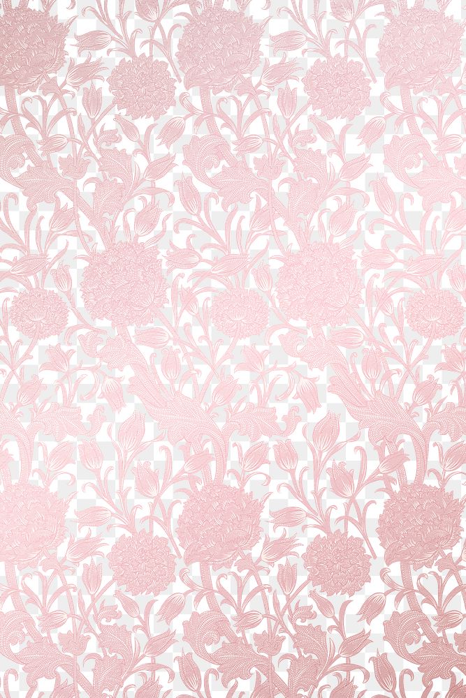 Pink flower png background, vintage pattern in aesthetic design