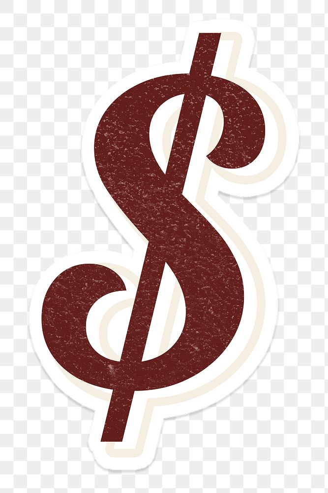 Dollar currency sign sign png cursive lettering icon typography