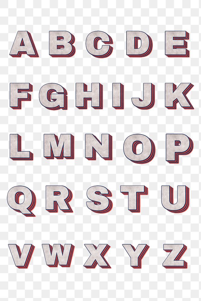 Printable a-z alphabet png vintage bold fonts in lettering typography