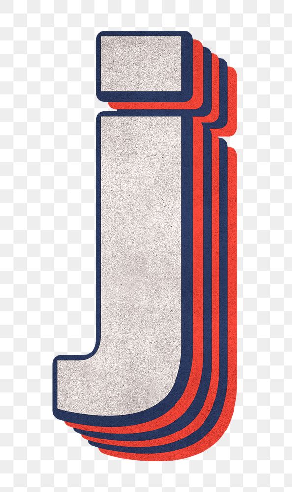 Letter j png layered effect alphabet text