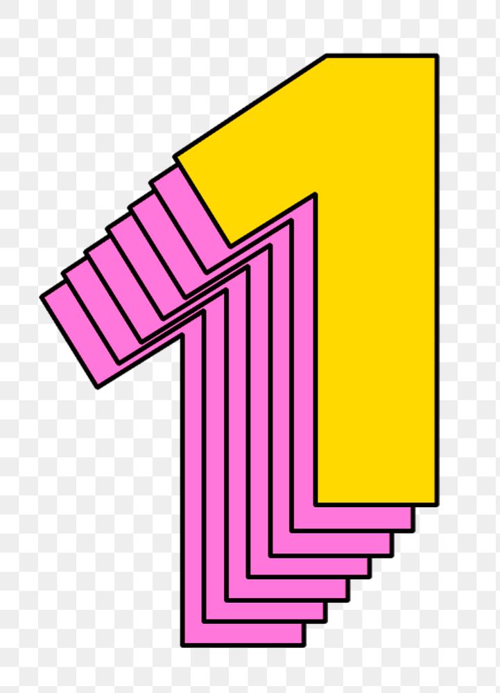 Layered number one png stylized typography