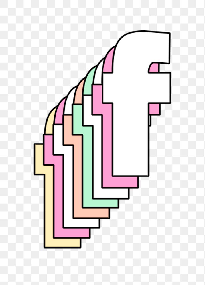 3d layered f letter pastel stylized typography