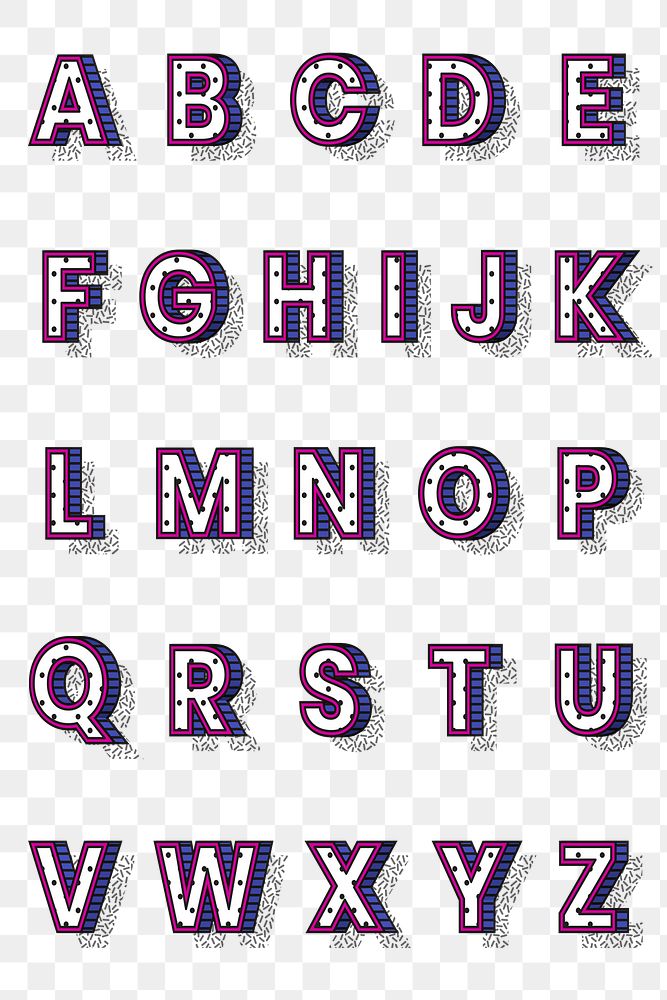 Png alphabet 3d halftone typography