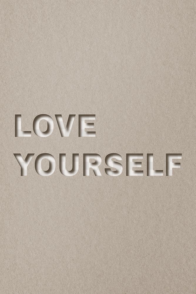 Love yourself word png clipart paper cut font typography