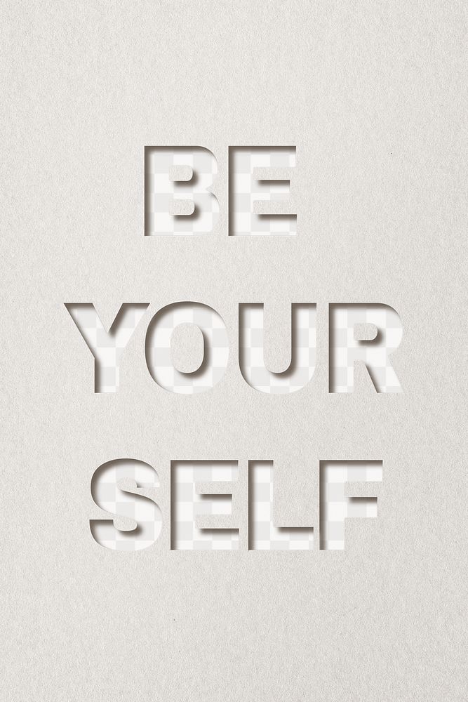Be yourself lettering png paper cut typography