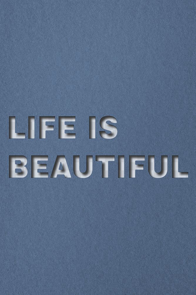 Life is beautiful png 3d paper cut font typography
