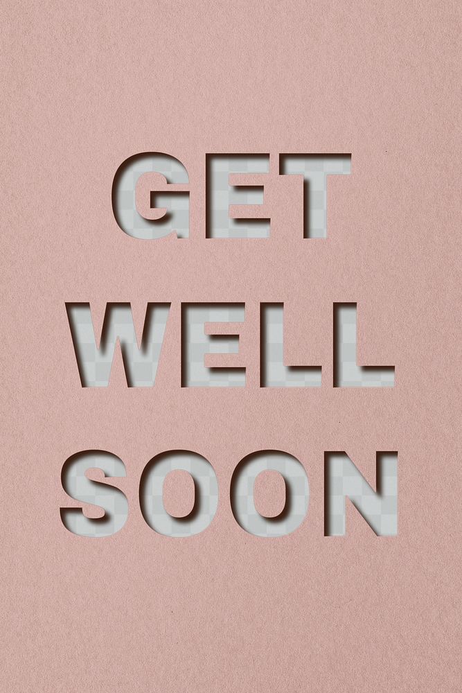 Png word get well soon paper cut font typography