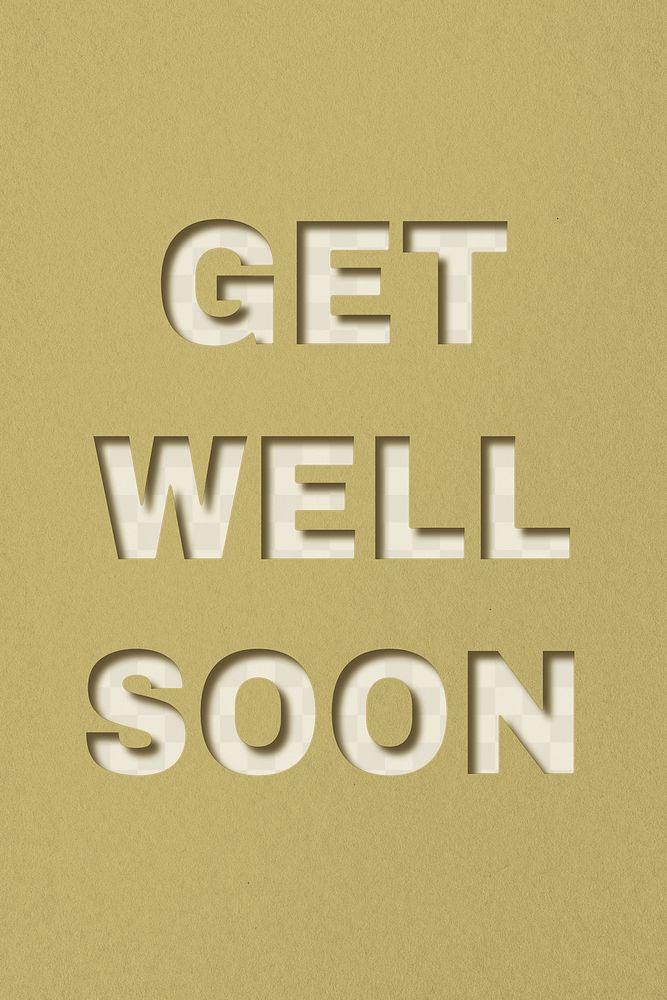 Png word get well soon paper cut font typography
