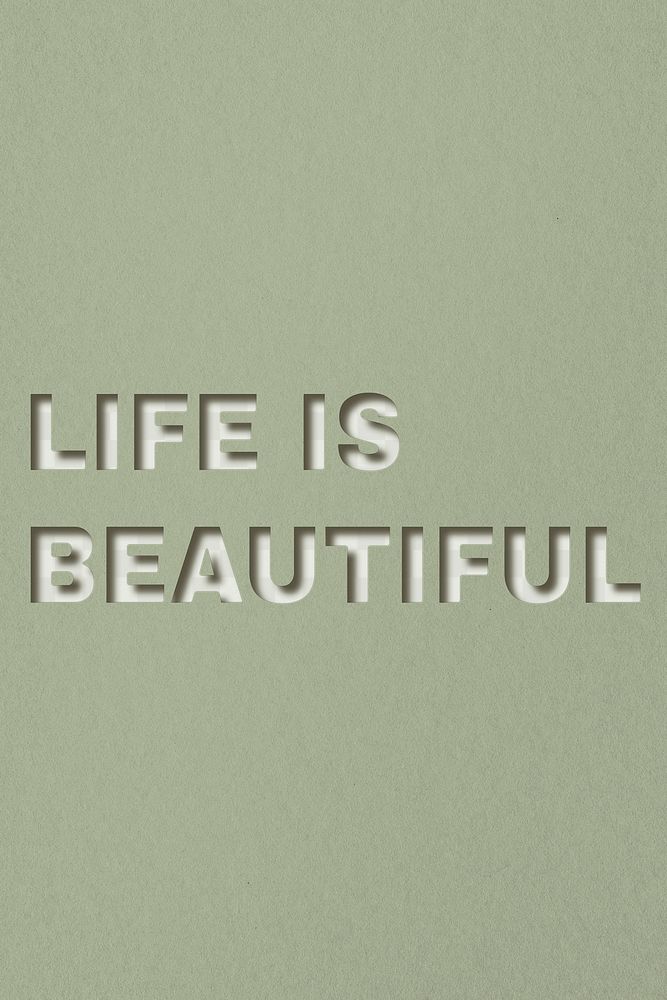Png word life is beautiful bold font typography