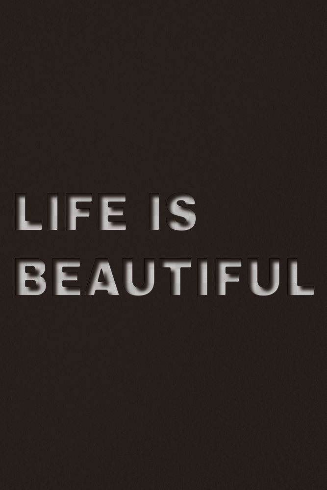 Png word life is beautiful bold font typography paper texture