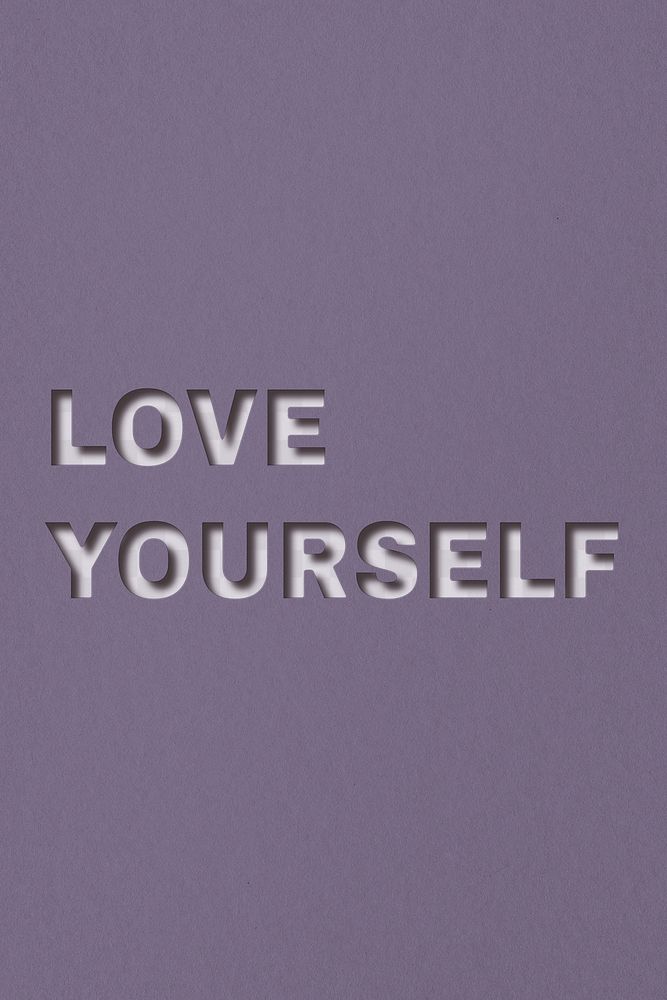 Png text love yourself typeface paper texture