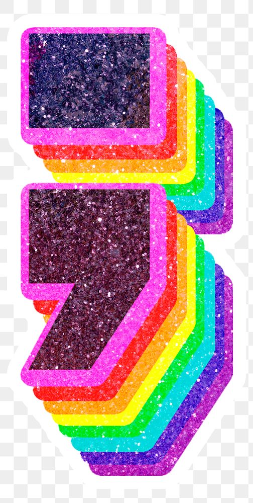 Png semicolon font 3d glitter rainbow typeface