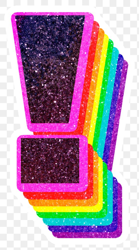 Png exclamation symbol rainbow typography glitter texture