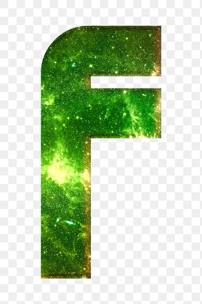 Png letter f galaxy effect typography green font
