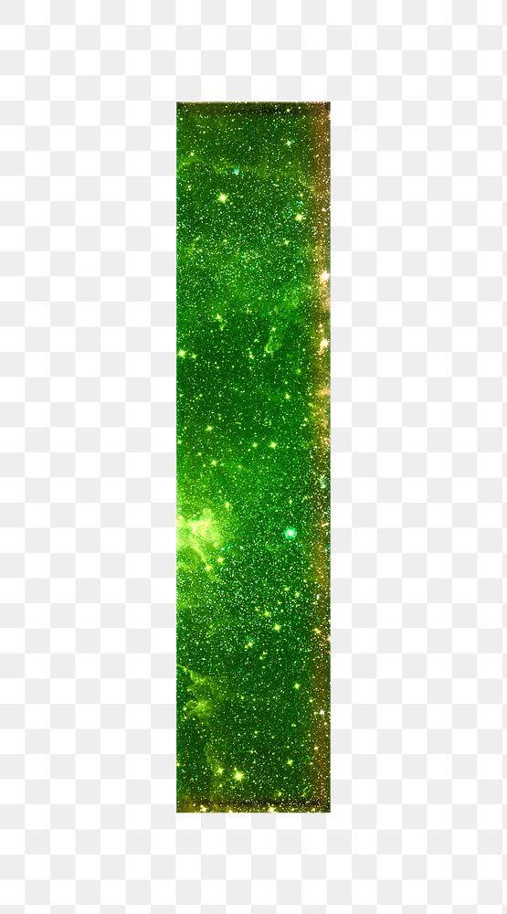Png letter I galaxy effect typography green font