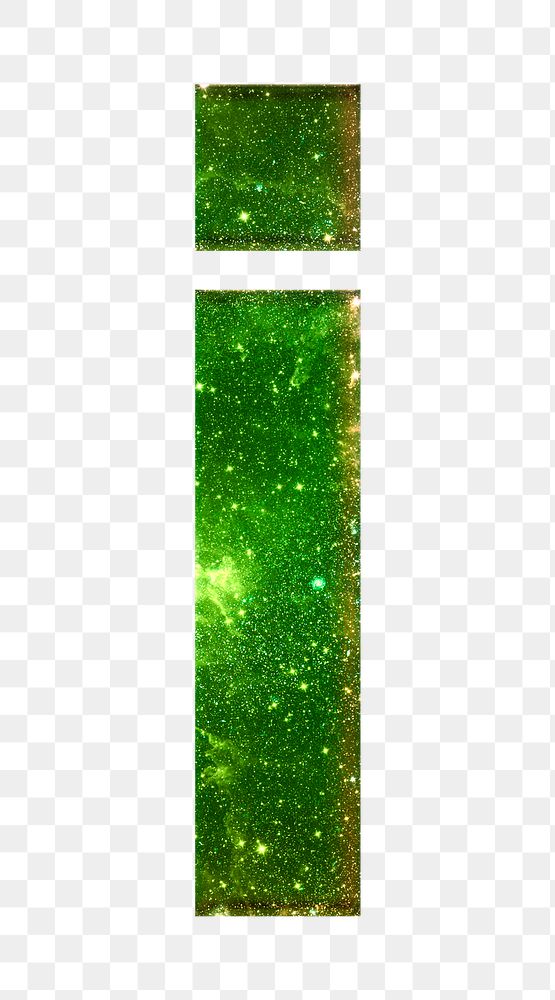 Png letter i galaxy effect typography green font