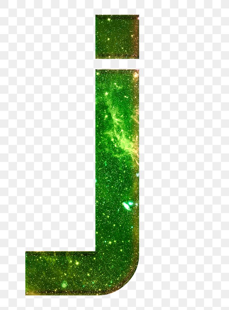 Png letter j galaxy effect typography green font