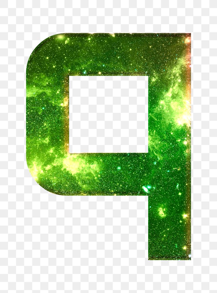 Png letter q galaxy effect typography green font