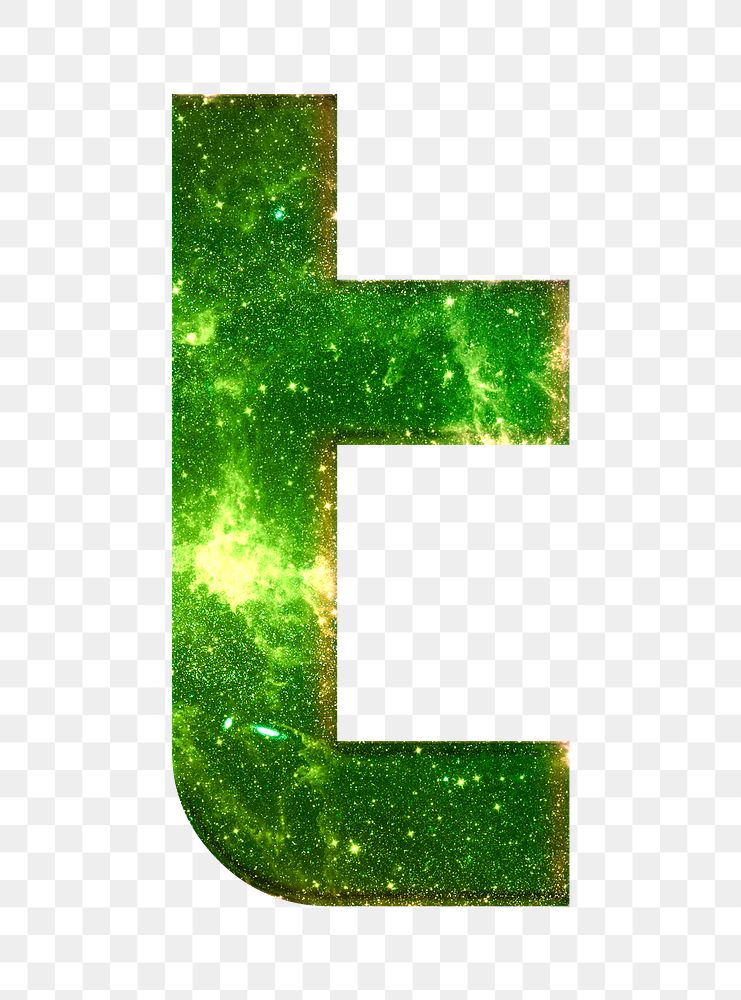 Png letter t galaxy effect typography green font