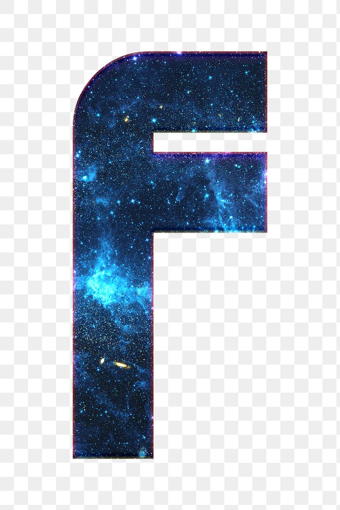 Png letter f galaxy effect typography blue font