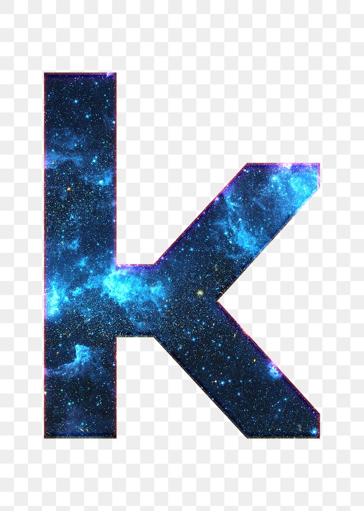 Png letter k stellar effect typography blue font