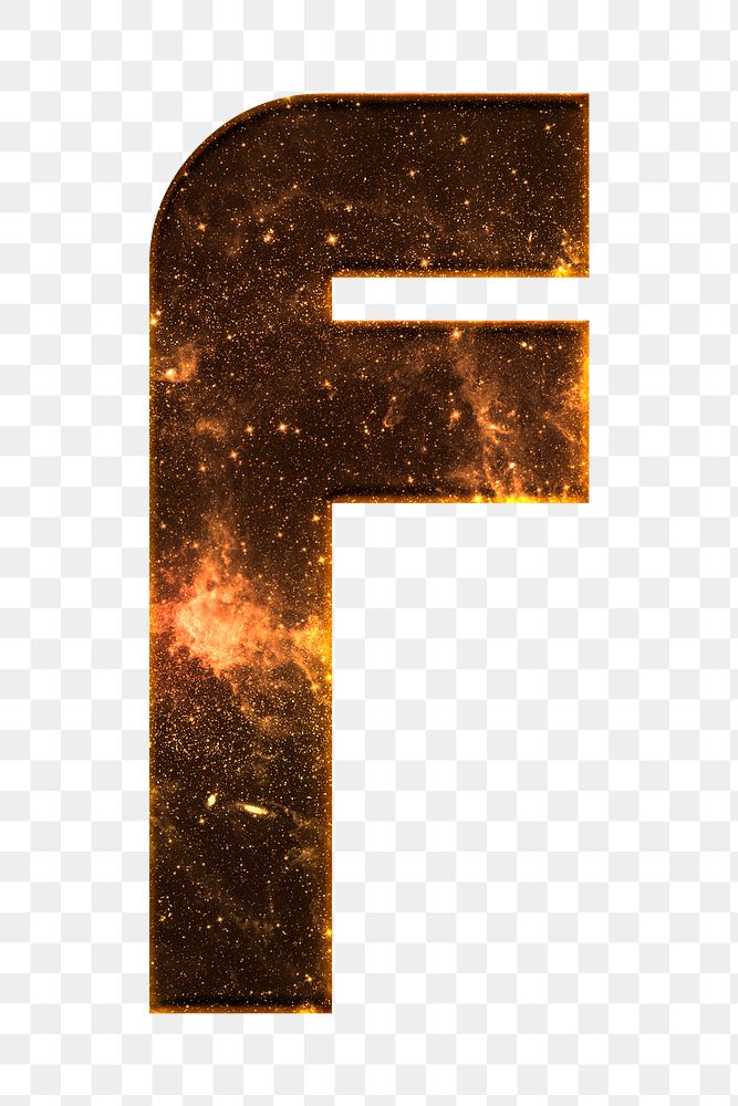 Png letter f galaxy effect typography brown font