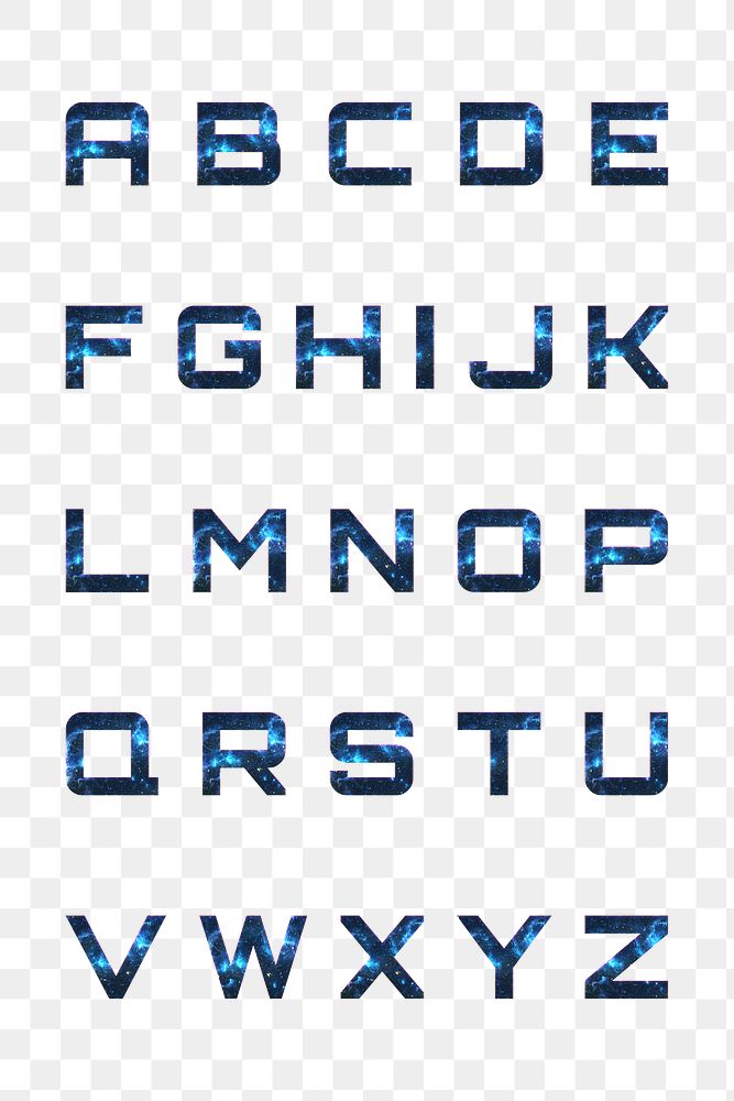 Png alphabet stellar typography transparent blue font