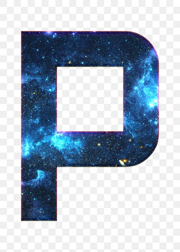 Png letter p space effect typography blue font