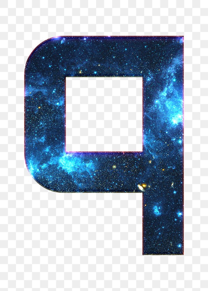 Png letter q galaxy effect typography blue font