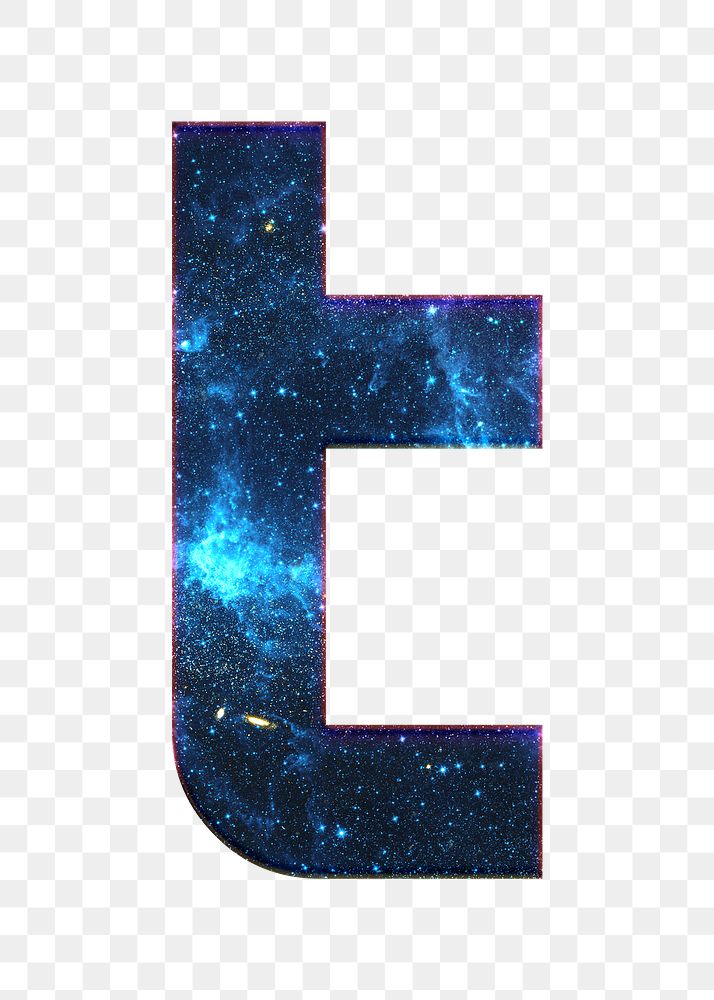 Png letter t galaxy effect typography blue font