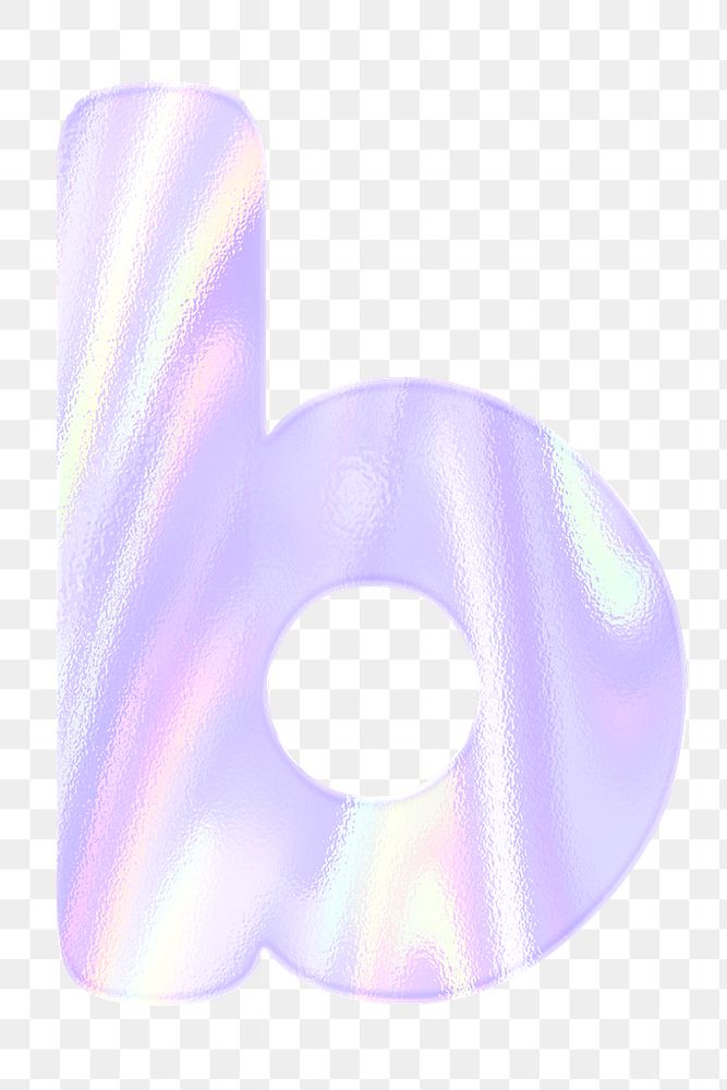 Letter b sticker png purple holographic typography