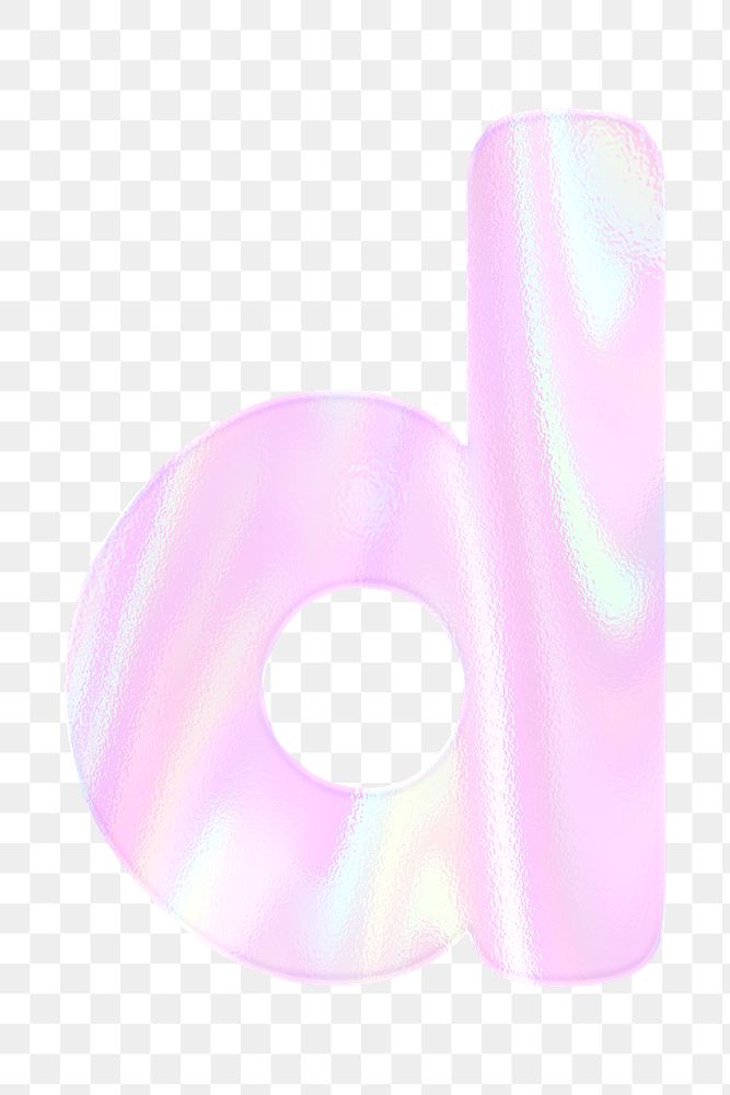 Holographic pastel letter d sticker png pink alphabet font typography