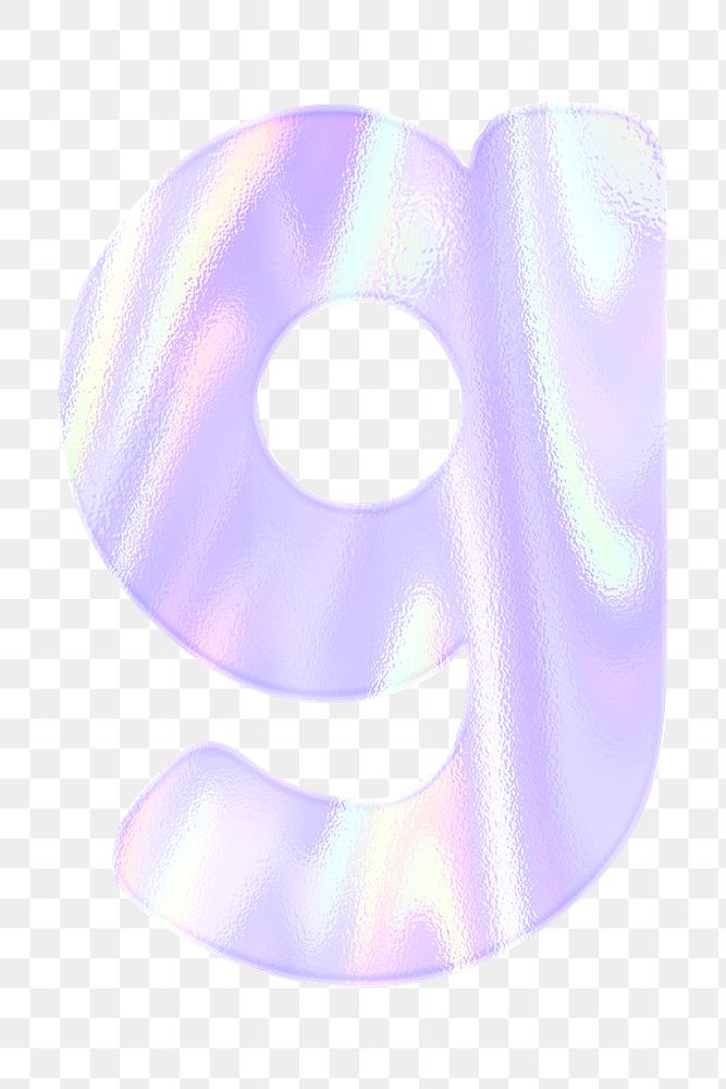Letter g sticker png purple holographic typography