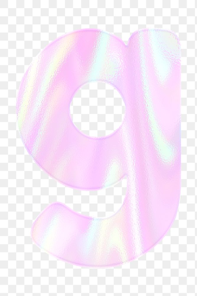 Pastel holographic alphabet letter g png sticker typography