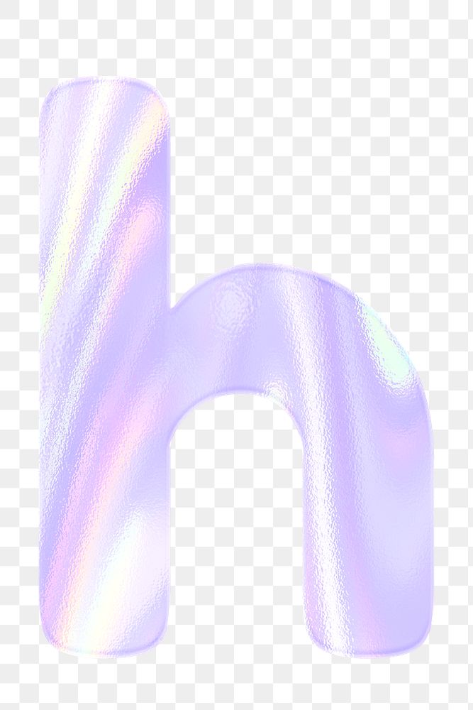 Pastel holographic alphabet letter h png sticker typography