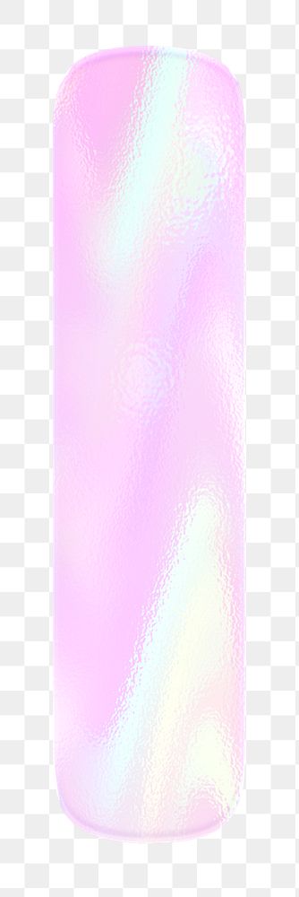 Letter I sticker png pink holographic typography