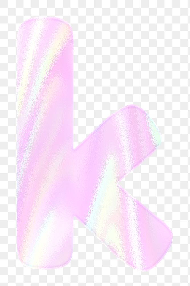 Letter k sticker png pink holographic typography