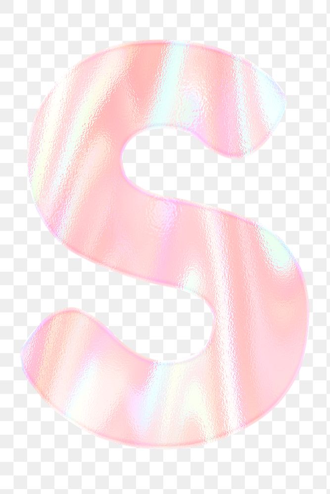 Letter S sticker png orange holographic typography