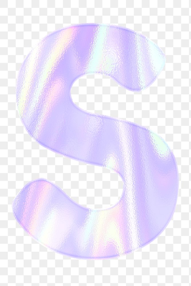 Alphabet S png sticker shiny holographic pastel typography