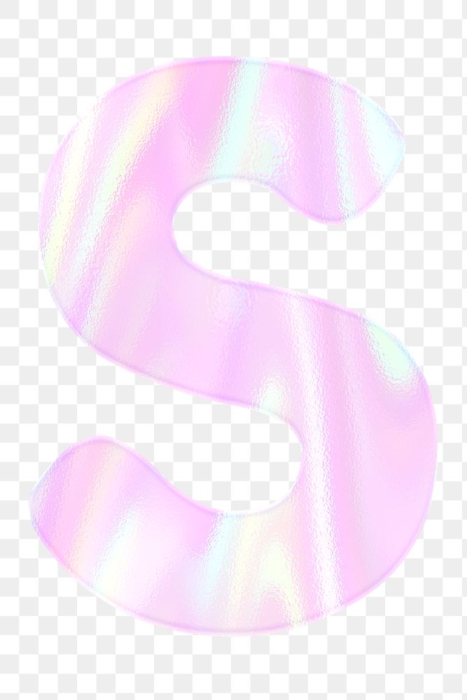 Letter s sticker png pink holographic typography
