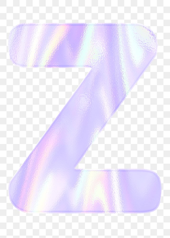Pastel holographic alphabet Z png sticker typography