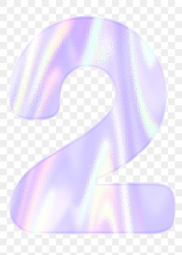 Pastel holographic number two png sticker