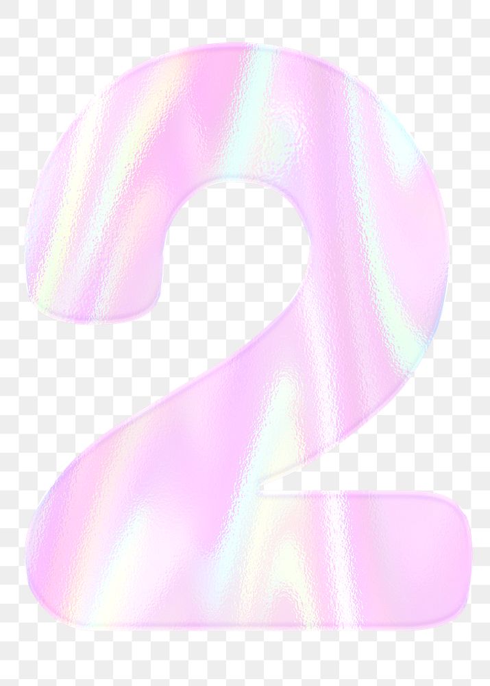 Shiny number two png numerical sticker holographic