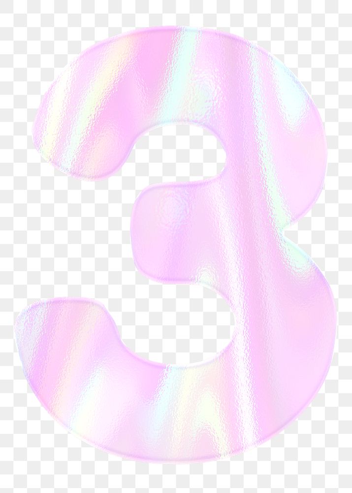 Shiny number three png numerical sticker holographic