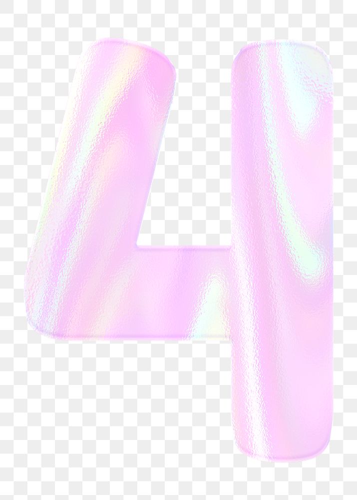 Shiny number four png numerical sticker holographic