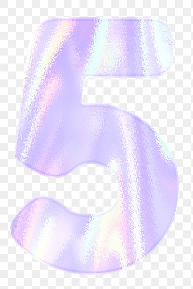 Shiny number five png numerical sticker holographic