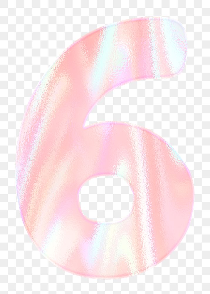 Shiny number six png numerical sticker holographic