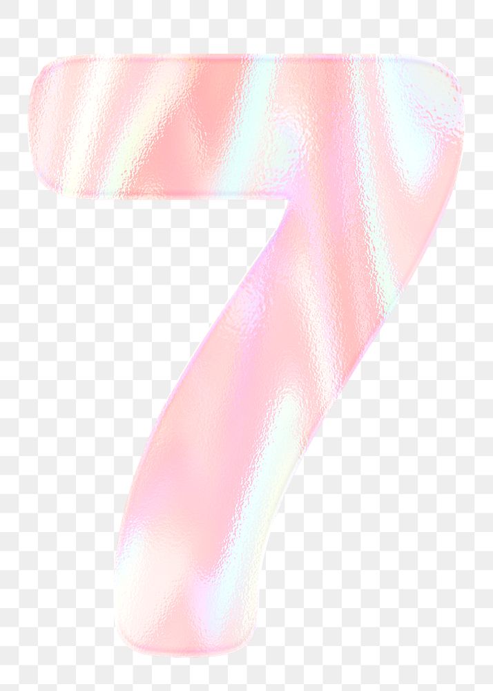 Numerical sticker number seven png pastel holographic