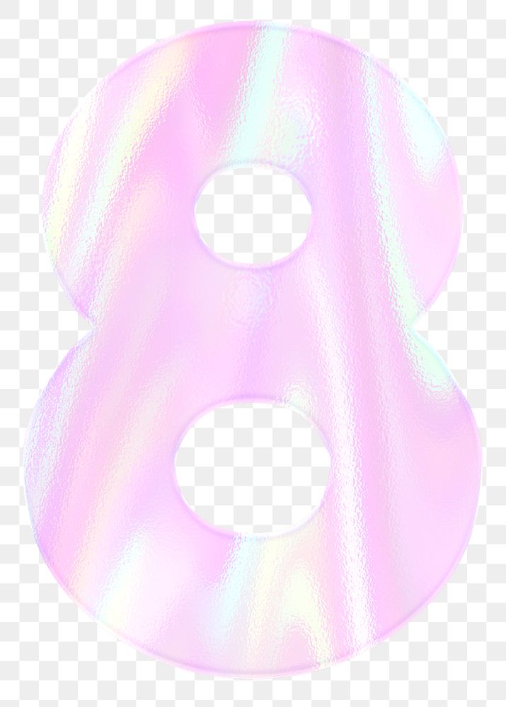 Numerical sticker number eight png pastel holographic