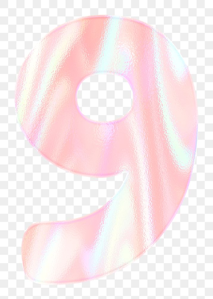 Pastel holographic number nine png numerical sticker